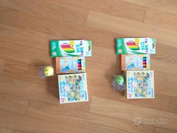 Puzzle,pennarelli,matite colorate,pallina