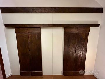 Ante scorrevoli rovere per armadio a muro (4 ante)