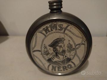 fiaschetta inglese  antica in peltro