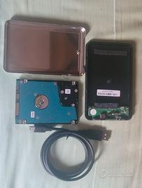 Hard disk 2,5" 1tb case in metallo usb+hdd 3,5"