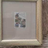 Quadretto con francobollo con annullo Centenario