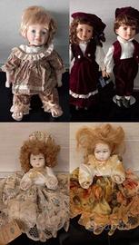 Bambole porcellana Ceramica Vintage 5 Pezzi Italy 