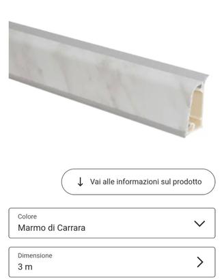 Alzata cucina finitura marmo biana con profili 3mt