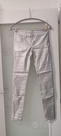 pantaloni skinny argentati nuovi 