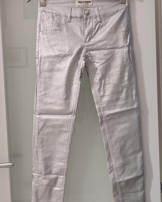 pantaloni skinny argentati nuovi 