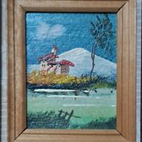 quadrino Vintage Paesaggio, pittura ad olio