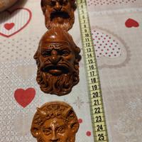 3 maschere In ceramica F.lli spada Lipari Eolie