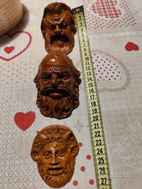 3 maschere In ceramica F.lli spada Lipari Eolie