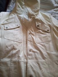 giacca lunga pelle bianca