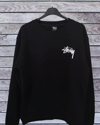 Felpa nera con logo davanti e dietro Stüssy
