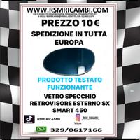 VETRO SPECCHIO RETROVISORE ESTERNO SX SMART 450