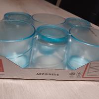 6 bicchieri vetro colore azzurro 24 cl 
