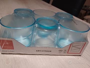 6 bicchieri vetro colore azzurro 24 cl 