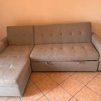 Divanoletto angolare a L grigio con contenitore