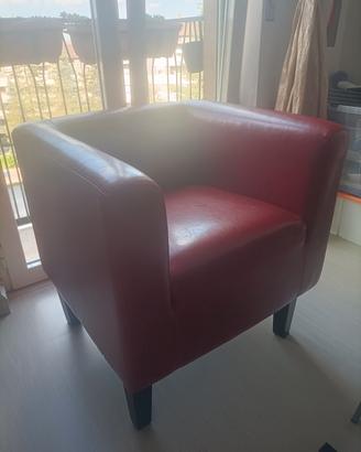 DIVANO POLTRONA ECOPELLE BORDEAUX