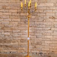 Candelabro Vintage con Coppette in Vetro Opalino