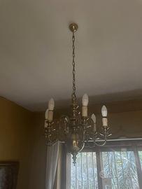 Lampadario stile olandese in ottone – 6 luci