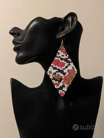 Orecchini Etnici Vintage Pitonati Artigianali