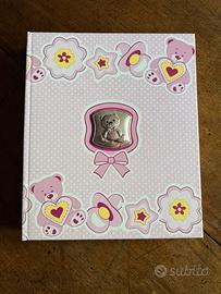 Album foto nascita con decoro in argento