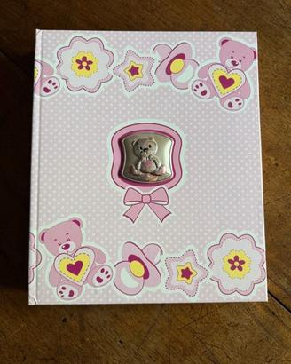 Album foto nascita con decoro in argento