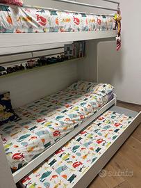 Letto a castello salvaspazio completo: 3 letti