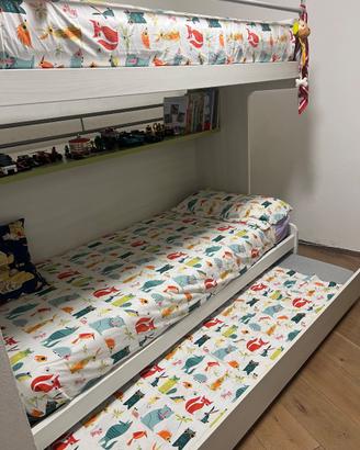 Letto a castello salvaspazio completo: 3 letti