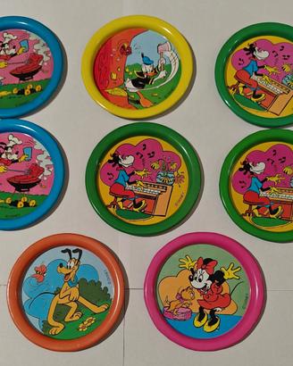 Lotto 8 sottobicchieri Disney in latta, anni ‘70