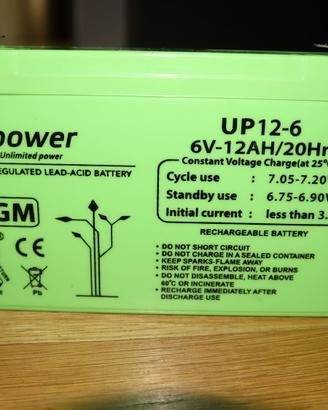 U-Power - Batteria piombo AGM Sigillata 6Ah 12V