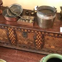 Cassapanca Antica in legno intarsiato d'epoca