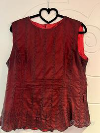 Top/gilet in raso bordeaux