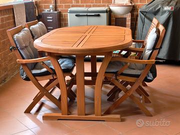 Tavolo da esterno allungabile+ sedie legno teak