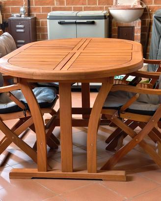 Tavolo da esterno allungabile+ sedie legno teak