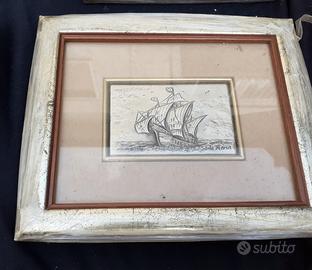 Quadro in bassorilievo argento925 caravellaS.Maria