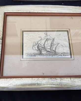Quadro in bassorilievo argento925 caravellaS.Maria