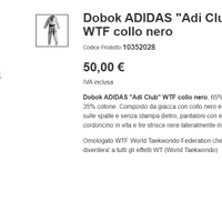 Dobok( Kimono) taekwondo adidas