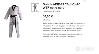Dobok( Kimono) taekwondo adidas