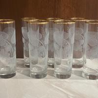 Set 6 Bicchieri Vetro inciso e Bordo Oro