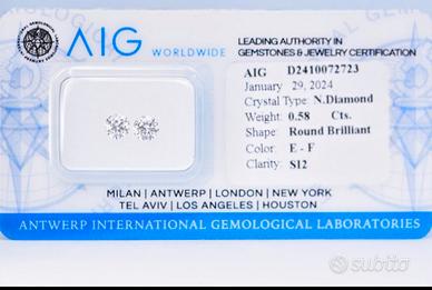 2 diamanti 0,58 E-F SI2 Excellent