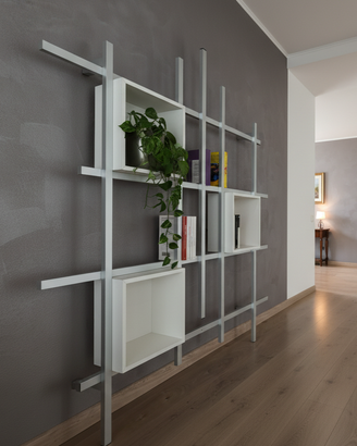 Libreria Moderna alluminio studio design parete