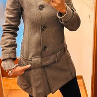 Giacca cappotto donna grigia con cintura