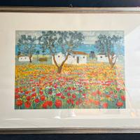 Serigrafia Cascella "Campo di Papaveri"
