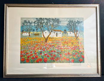 Serigrafia Cascella "Campo di Papaveri"