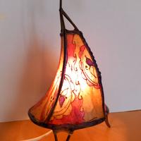 Abat jour lampada etnica in pelle e ferro battuto