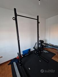 Palestra, rack, dischi, bilanciere