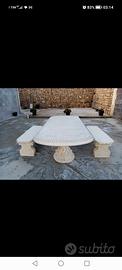 tavolo e panchine in polvere di marmo