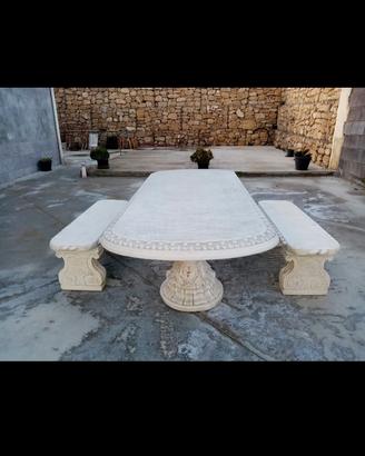 tavolo e panchine in polvere di marmo