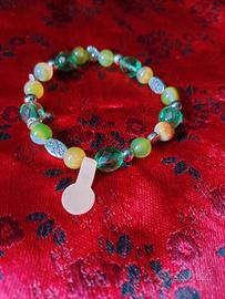 Bracciale in Agata Verde e Cristalli - Pietre Vere