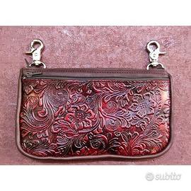 marsupio doppia tasca pelle passanti moschettoni