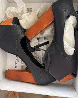 Jeffrey campbell 38 vera pelle nero originale
