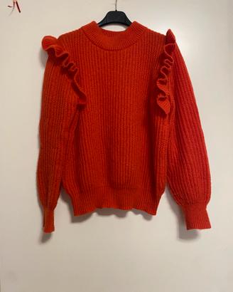 Maglione rosso con volant